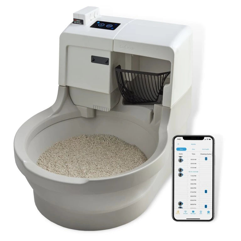 Die CatGenie A.I. ohne GenieDome ist eine automatische, selbstreinigende Katzentoilette mit Digitalanzeige und App-Steuerung - genießen Sie mühelose, streufreie Katzenpflege mit dieser innovativen Katzentoilette.